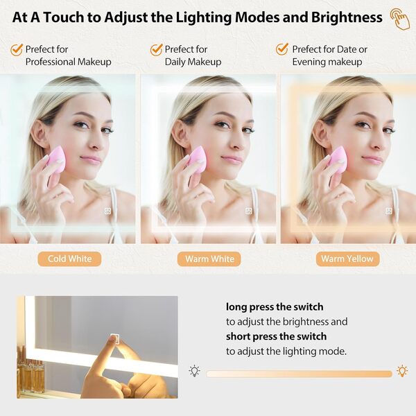 ANWBROAD Grande Coiffeuse avec Miroir et Tabouret Éclairage LED Réglable 3 Couleurs et Prises Blanche Moderne 7 Tiroirs 4 Étagères Rangement Ouvertes Coiffeuse 140x100x40cm BDT65W