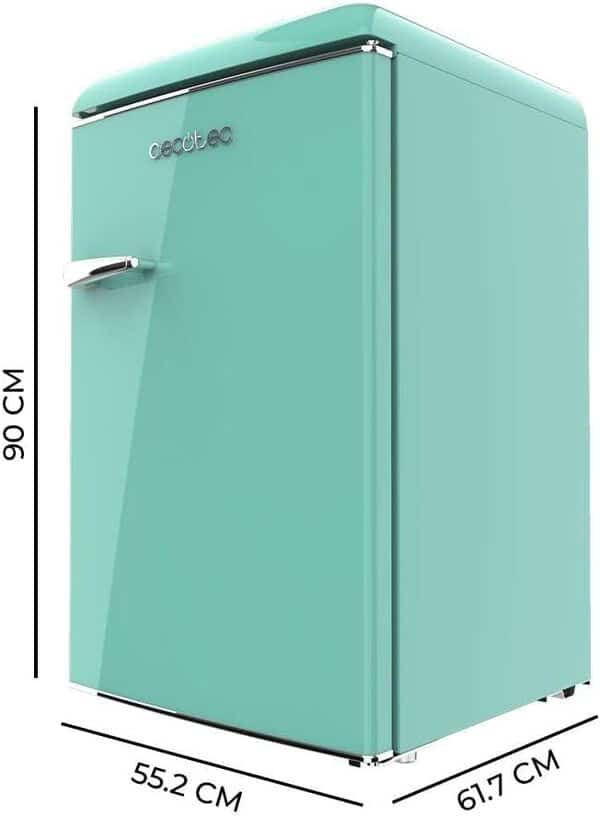 Cecotec Mini Frigo Rétro de 110 L Bolero CoolMarket TT Origin 110 Vert E. Mini Réfrigérateur, Classe E, ICEBOX, LED Intérieur, Poignée Chromée, Étagères en Verre, Ouvre-bouteilles, Vert. [Classe énergétique E]