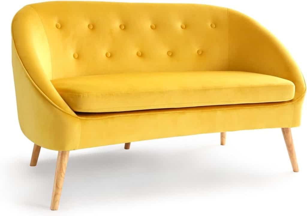 Avis : canapé banquette Sonia jaune en velours par IDMarket