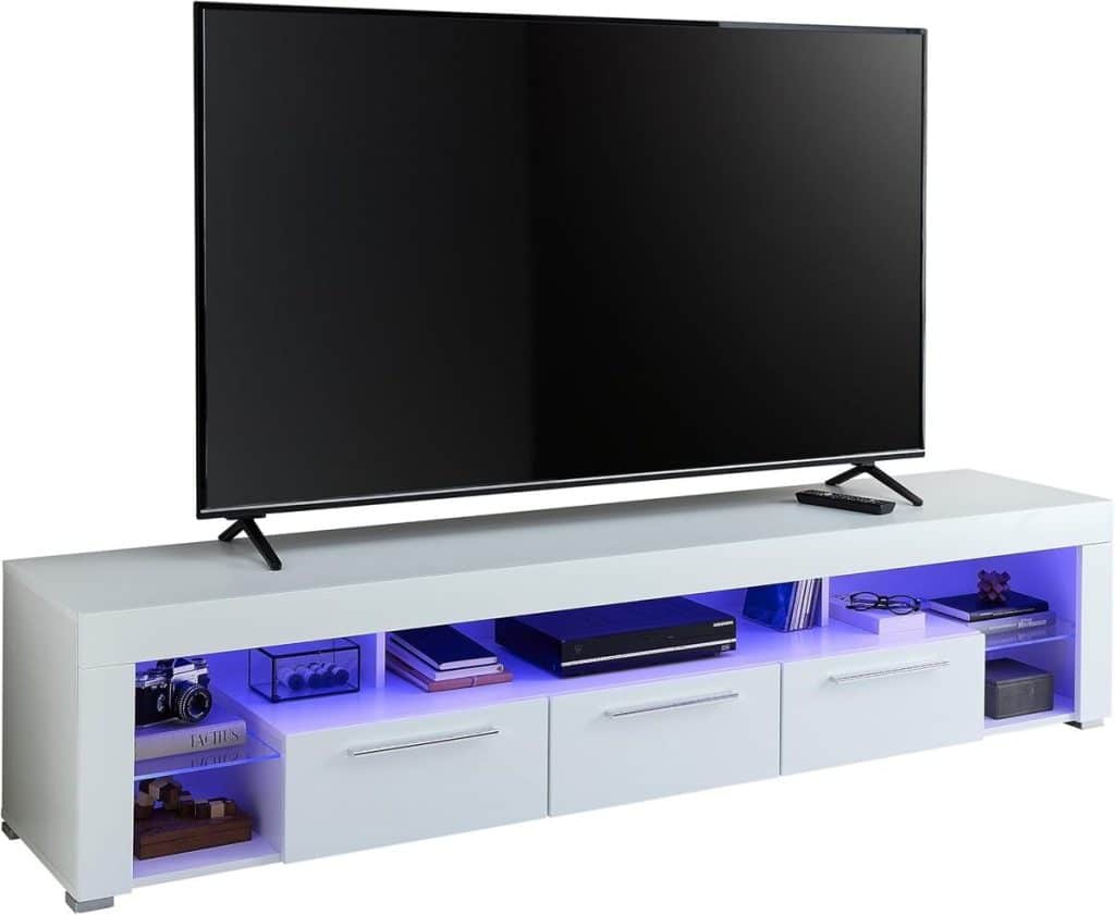 Test : banc TV Stella Trading GOAL avec LED bleu et rangement spacieux