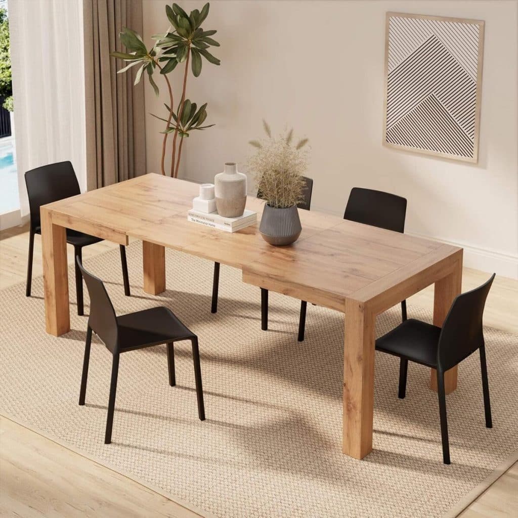 Test de la table extensible Mobili Fiver Iacopo en bois rustique