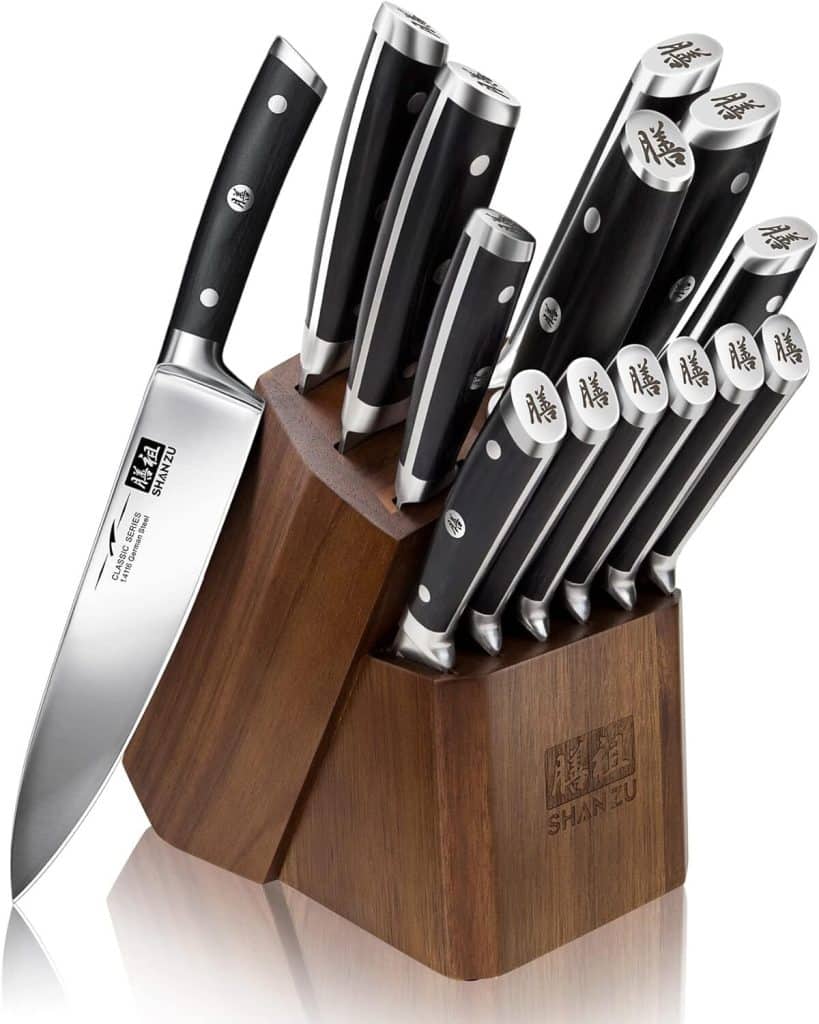 Test : ensemble de couteaux Shan Zu - set professionnel de 14 pièces