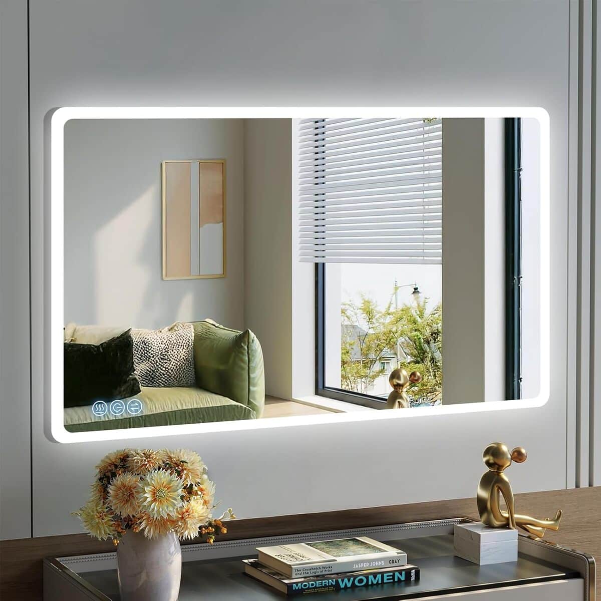 Test miroir LED salle de bain Baklon 100x60 cm éclairage anti-buée