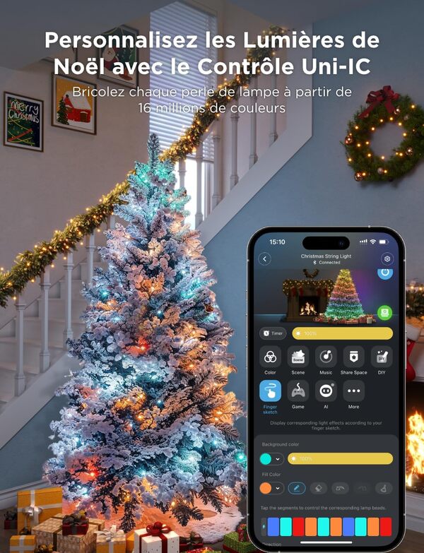 Govee RGBIC Guirlande Lumieuse Extérieure 10M, Lampe d'Halloween, Decoration Noël Intérieure, Lumière LED de 100 Perles, 99+ Modes de Scène, Etanche IP65, Compatible avec Alexa [Classe énergétique G]
