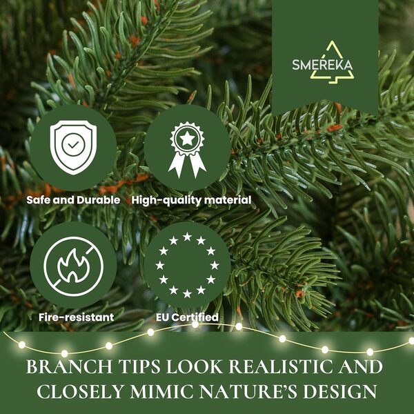 SMEREKA® Sapin de Noël Artificiel 230 cm Réaliste - 100% Moulés par Injection, Fabriqué en UE - Premium Arbre de Noël Artificiel - Sapin Artificiel avec Support en Métal