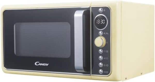 Candy DIVOG25CC Micro-ondes Gril quartz, Puissant 900 W + Gril 1000W, 25L, Programmateur digital, 6 Niveaux de puissance, Décongelation poids/temps, Fonction silence,Design Retro, Couleur Crème