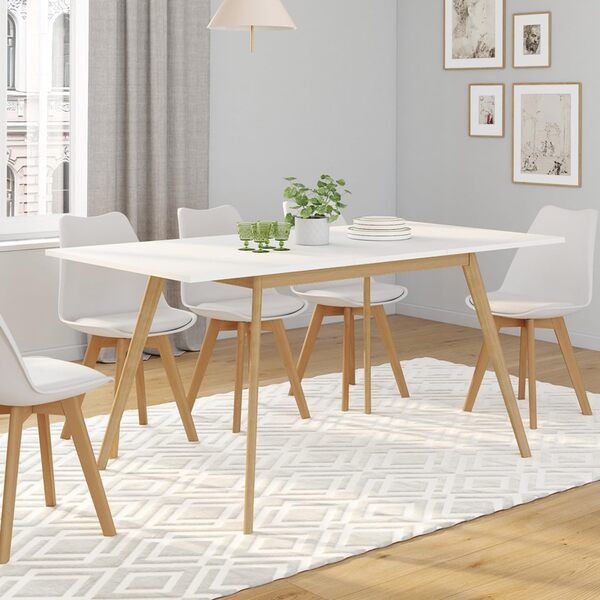 IDMarket - Table scandinave Extensible Rectangle Inga 4-8 Personnes Blanche 120-160 cm