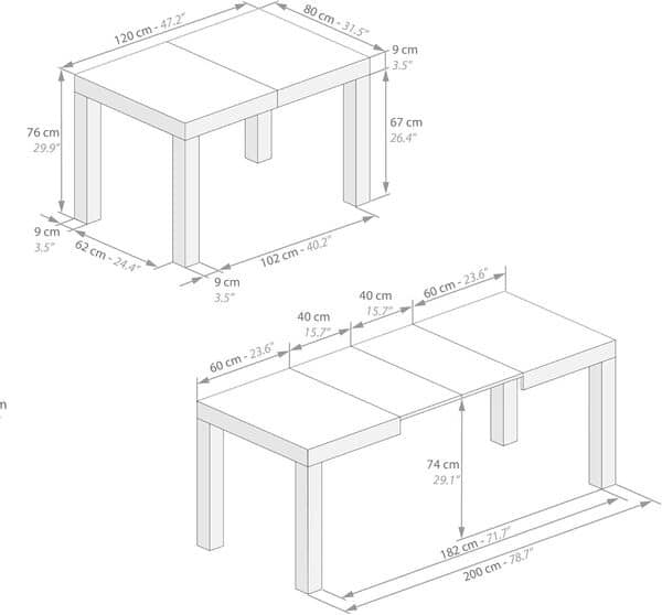 MOBILI FIVER, Table à Manger Extensible, First, 120(200) x80 cm, Frêne Noir, pour 6-8 Personnes, Table Extensible pour Cuisine, Salon, Made in Italy