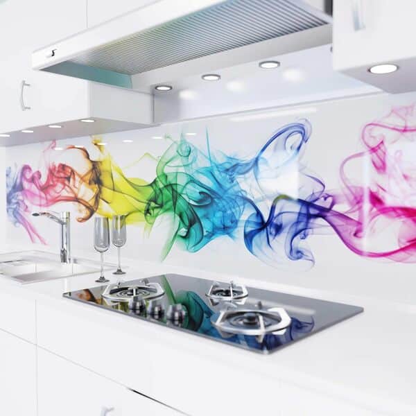 danario Crédence Adhésive pour Cuisine - Aspect Verre | Protège Mur Cuisine | Mural décoratif Autocollant | 0,8 mm | Fumée colorée - 80cm x 400cm