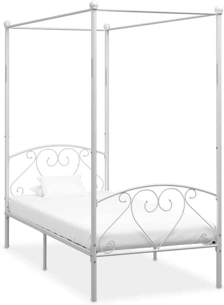 Test : cadre de lit baldaquin vidaXL 90x200 cm blanc métal