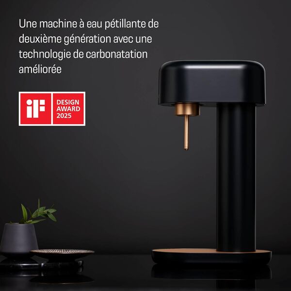 Mysoda Ruby 2 - Machine à eau pétillante design avec une bouteille d'eau en PET (sans cylindre de CO2) - Noir-Cuivre