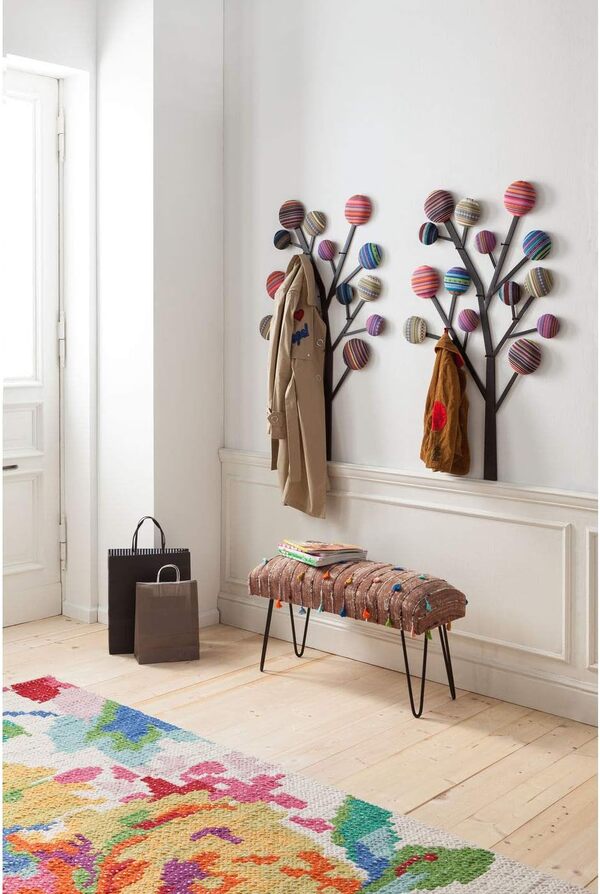 Kare Design Porte Manteau Murale Bubble Tree, Multicolore, Acier, Coton, 6 Patères, Murale, Deco Intérieur, Décoration Chambre, Vestiaire Entrée, Couloir, 111x65x7cm (H/L/P)