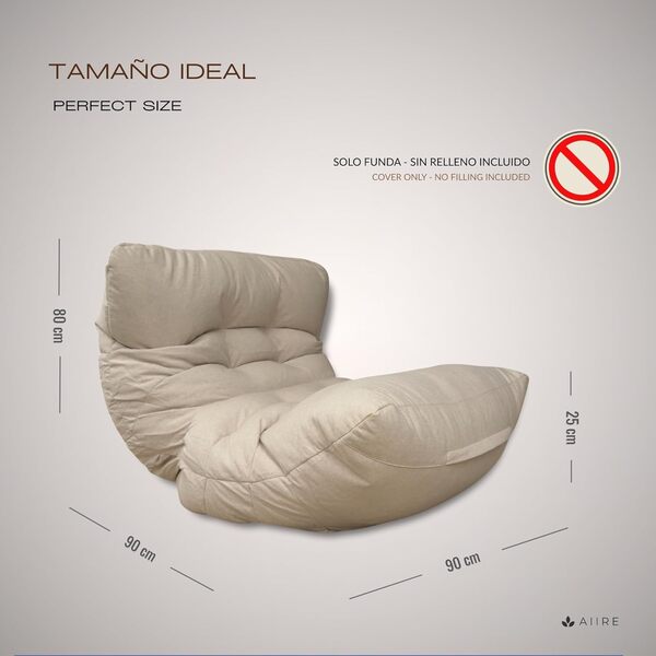 Aiire Housse Pouf Salon Moderne - Fauteuil Pouffe Géant Interieur Adulte ou Ado sans Remplissage pour Décoration de la Chambre – Gros Bean Bag XXL ou Coussin de Sol Beige
