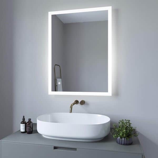 Miroir de Salle de Bain avec éclairage LED, Miroir Mural avec éclairage LED, Miroir Lumineux 80x60cm BOURGES Type B|Blanc Froid 6400K, Interrupteur Tactile Dimmable, Anti-buée