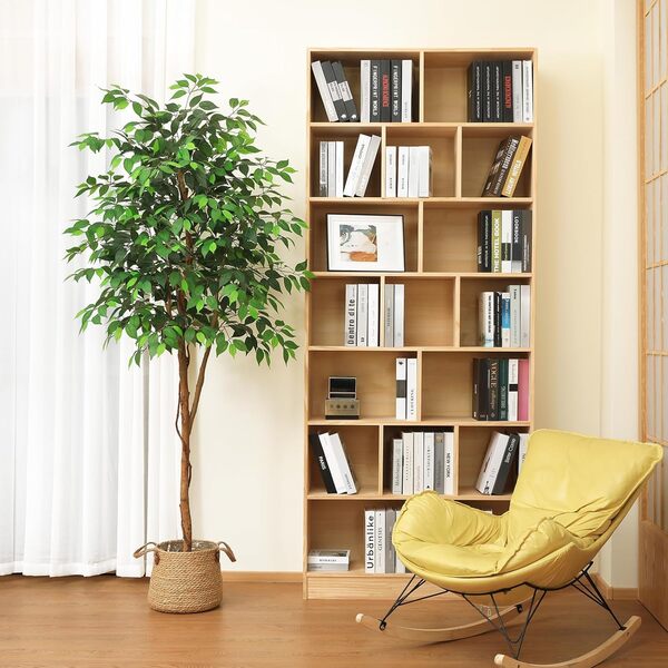 Kazeila Plante Artificielle Interieur 210cm Arbre Artificiel Ficus avec Troncs Naturels Fausse Plante Grande pour Intérieur Extérieur Maison Décoration