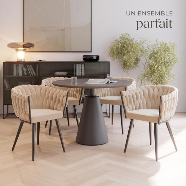 TecTake® Lot de 4 Chaises de Salle à Manger Modernes Fauteuil Salon Chaise Ergonomique Rembourrée Confortable Chaise Design Meuble Salon pour Salle à Manger, Salon, Coiffeuse, Chambre, Cuisine