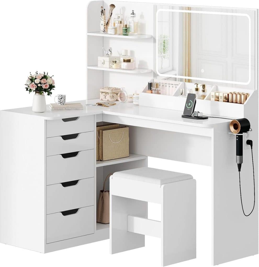 Test : coiffeuse Triumphkey moderne avec miroir LED et rangements