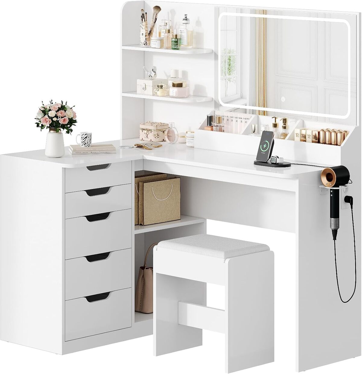 Test : coiffeuse Triumphkey moderne avec miroir LED et rangements