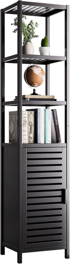 Test de l'armoire haute noire HITNET en bambou pour salle de bain