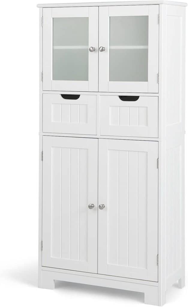 Test : meuble colonne Costway 4 portes 2 tiroirs pour salle de bain