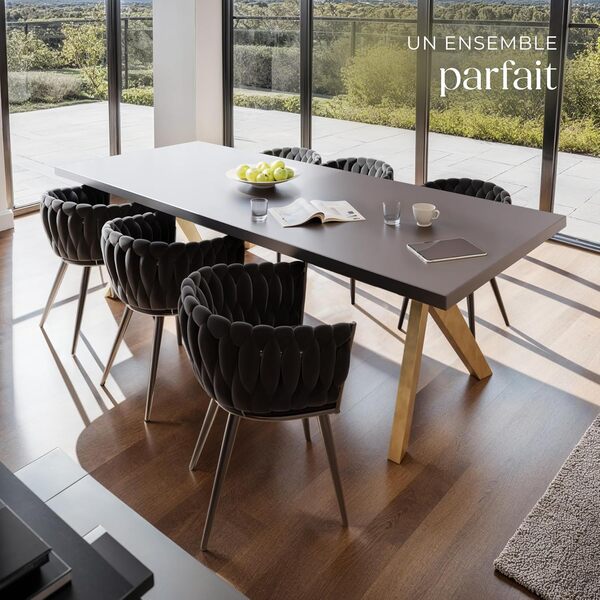 TecTake® Lot de 6 Chaises de Salle à Manger Modernes Fauteuil Salon Chaise Ergonomique Rembourrée Confortable Chaise Design Meuble Salon pour Salle à Manger, Salon, Coiffeuse, Chambre, Cuisine