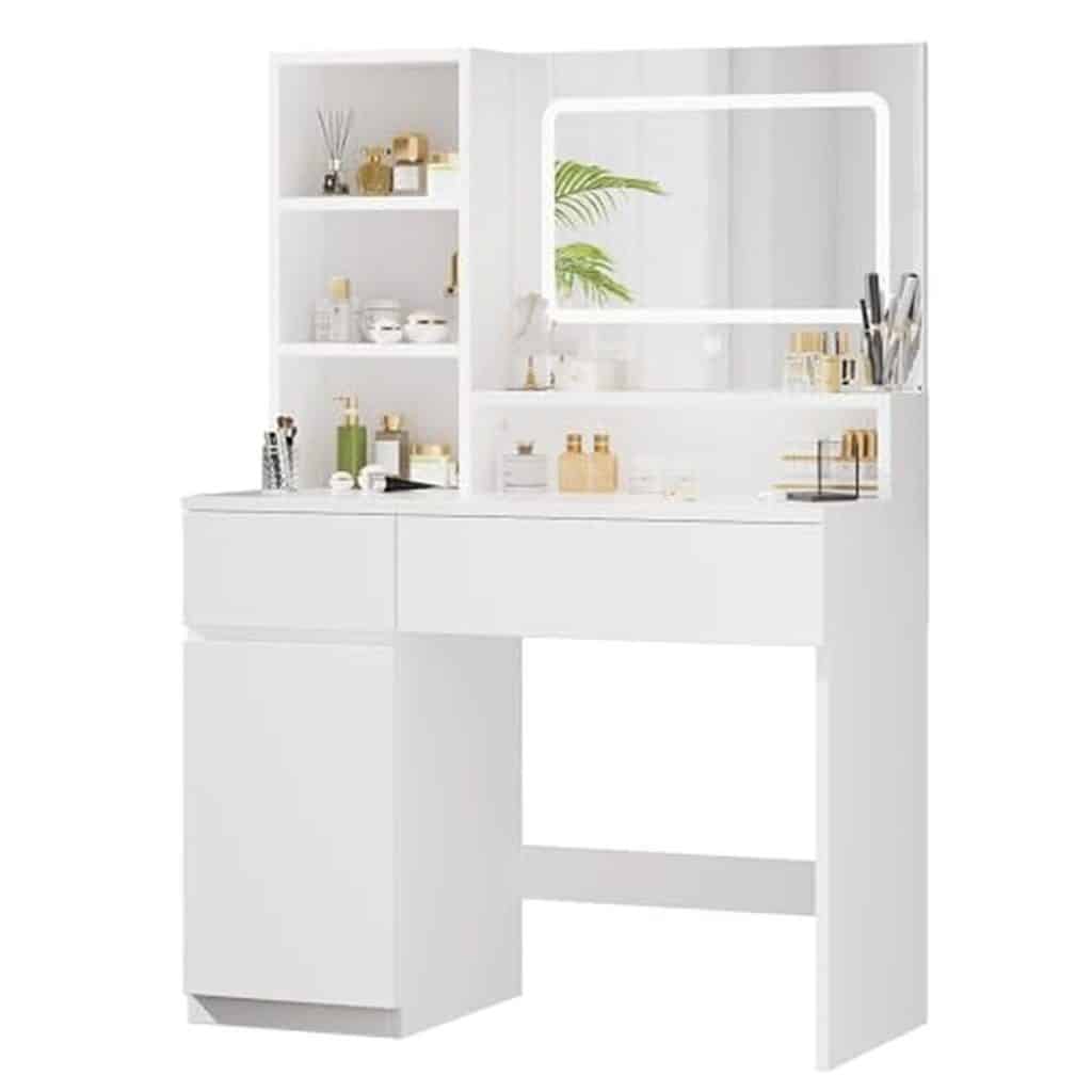 Test : coiffeuse Devoko LED avec rangements pratiques blanc