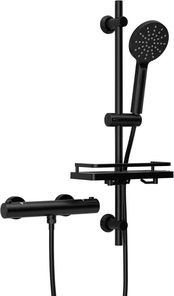 Test de la colonne de douche Görbach DSD12 noir mat avec robinetterie thermostatique