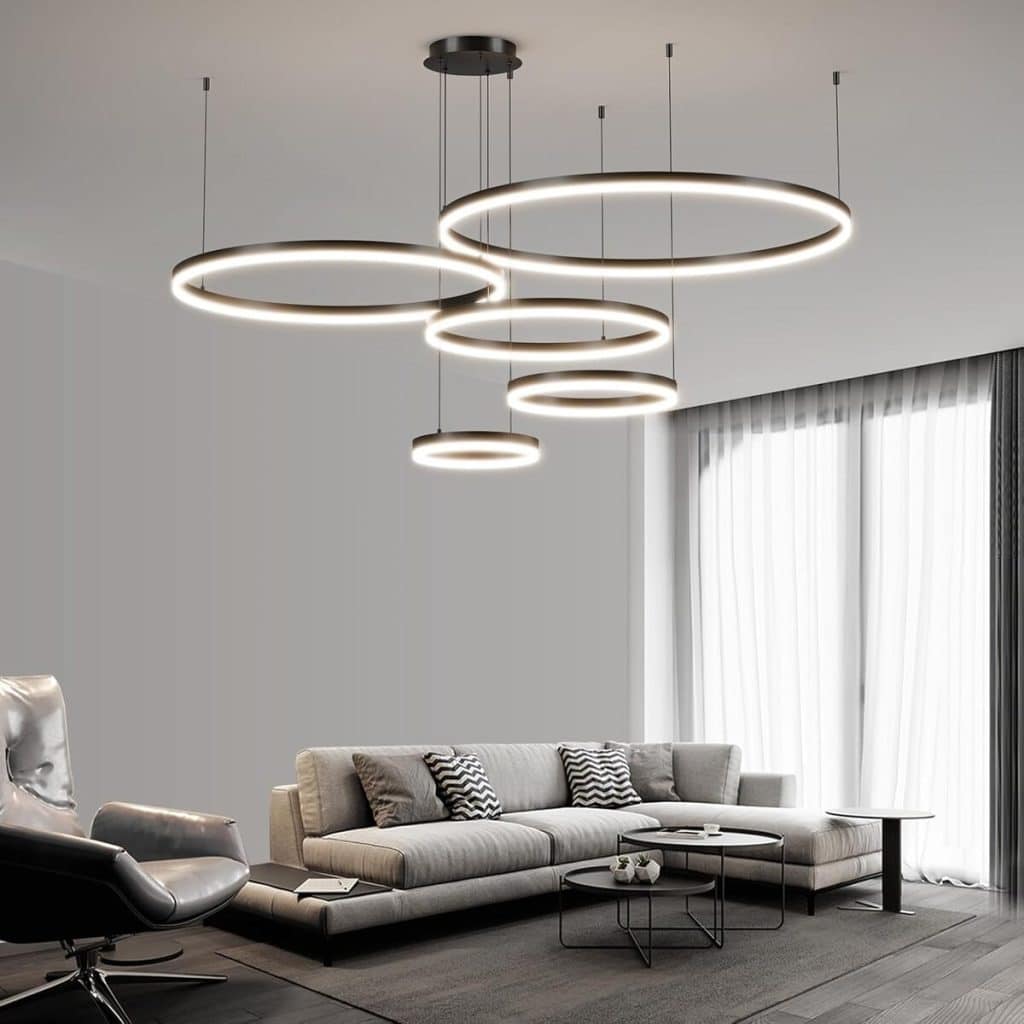 Test de la suspension à LED Mikeru dimmable à 5 anneaux pour cuisine et salon