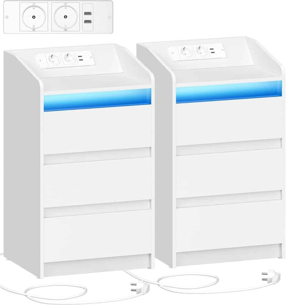 Test : hzuaneri NS40103X, tables de chevet multifonctions avec LED et ports USB