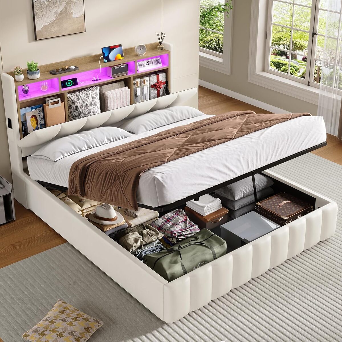 Test : lit coffre Kimenich 140x190 à LED et rangement innovant