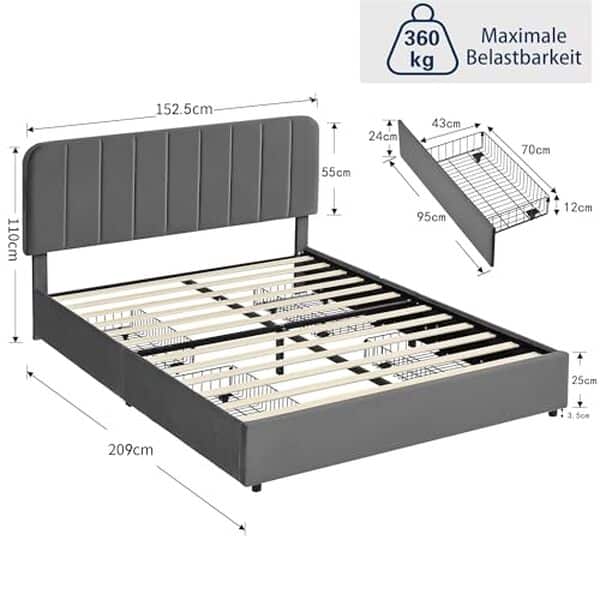Découvrez notre analyse complète du lit double Vecelo avec tiroirs de rangement intégré. Idéal pour optimiser l'espace de votre chambre et offrir un confort inégalé.