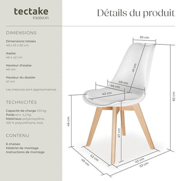 Explorez notre test complet des chaises scandinaves TecTake® : confort, design élégant et ensemble de 6 parfait pour sublimer votre intérieur.