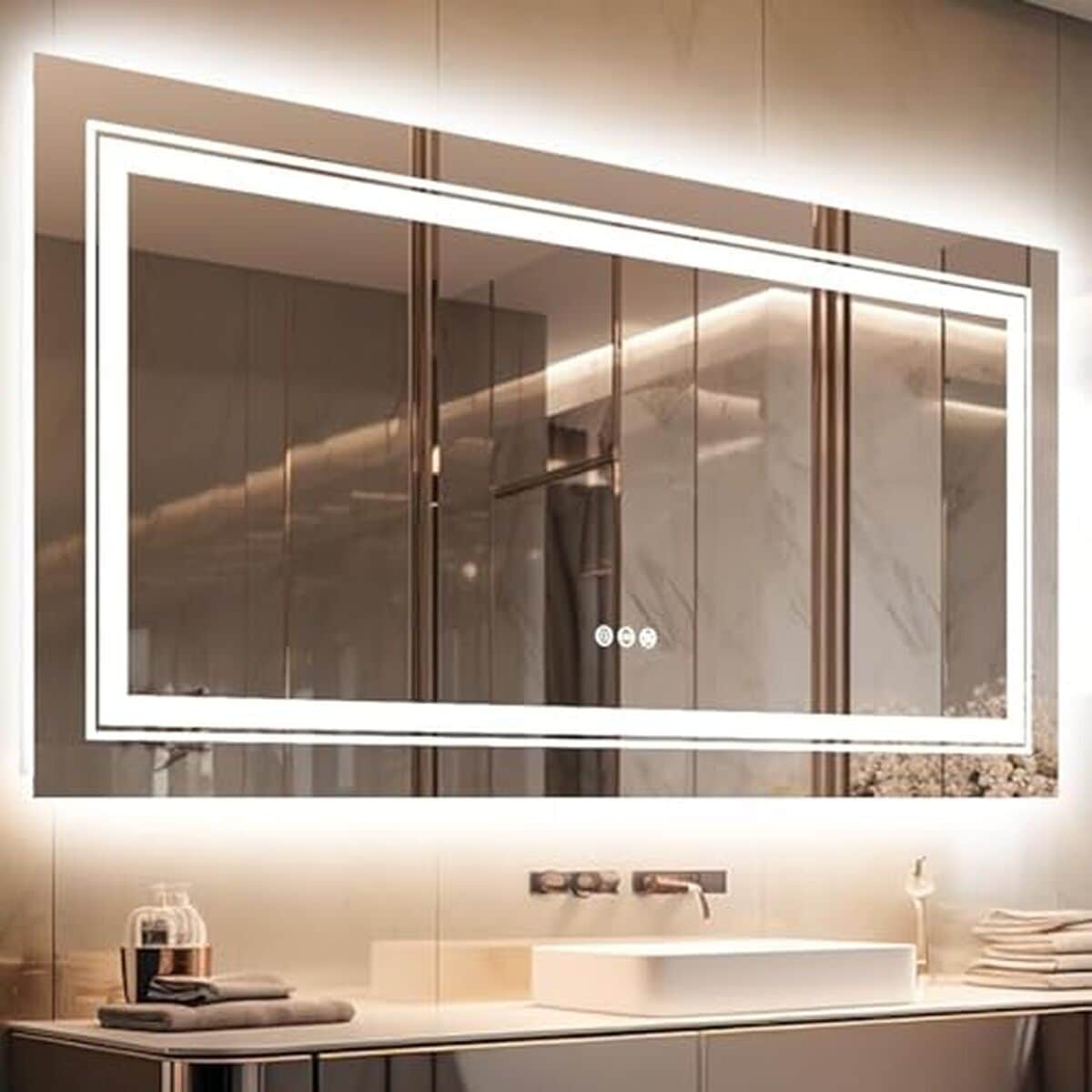 Avis sur le miroir connecté LED LUVODI 105x50cm pour salle de bain