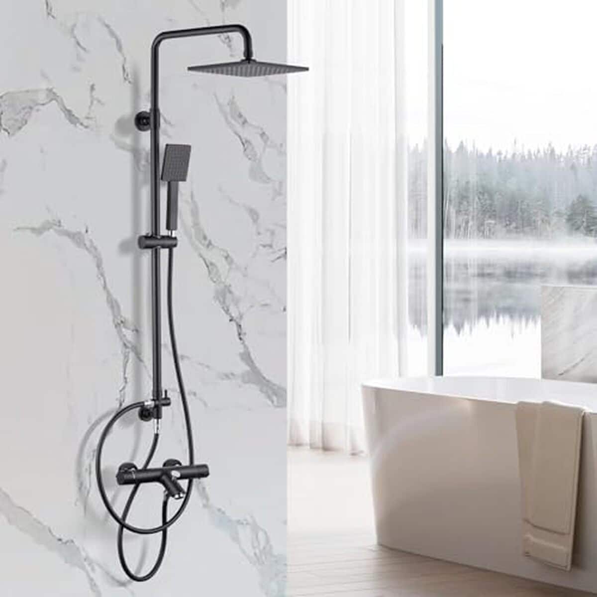 Test : colonne de douche ARCORA noire effet pluie 23 cm