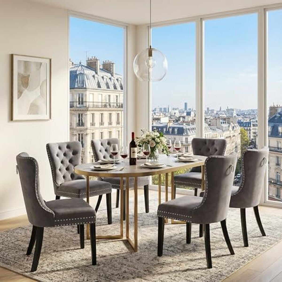 Test des chaises de salle à manger Yu Yusing en velours gris