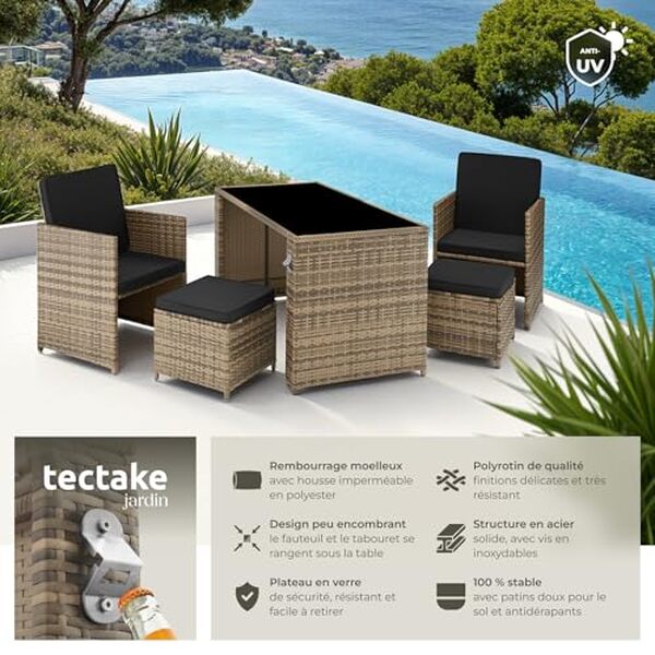Découvrez notre test complet de l'ensemble salon de jardin TecTake® en poly rotin : confort, style et résistante aux intempéries pour 4 personnes. Parfait pour vos moments de détente en extérieur.