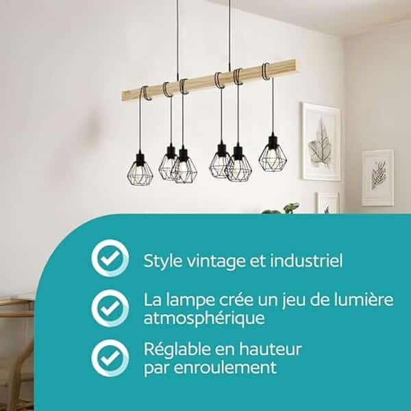 Explorez notre test complet de la suspension Eglo Townshend 5. Design unique, style vintage et industriel : découvrez tous ses atouts pour sublimer votre intérieur.