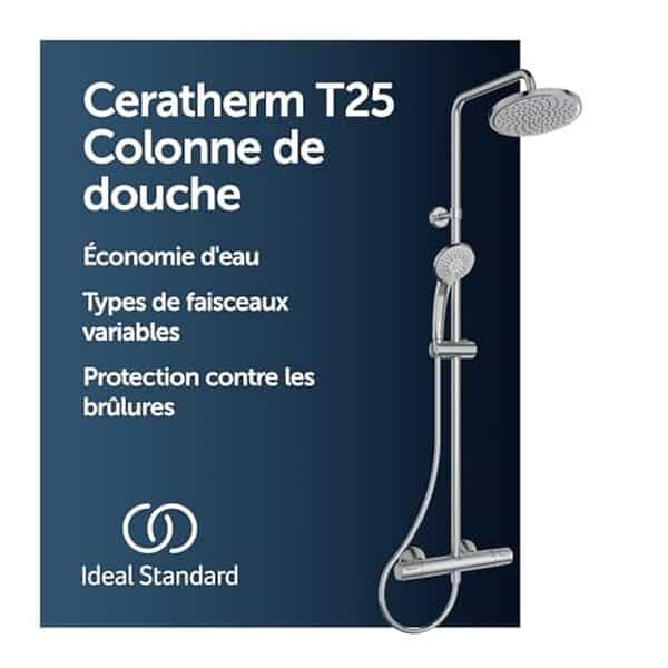 Découvrez comment la douche Ideal Standard Ceratherm T25 révolutionne votre quotidien avec son économie d'eau et sa technologie CoolBody, alliant confort et innovation pour une expérience inégalée.