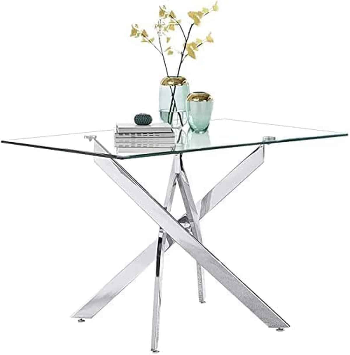 Avis sur la table à manger moderne en verre Goldfan 4 personnes