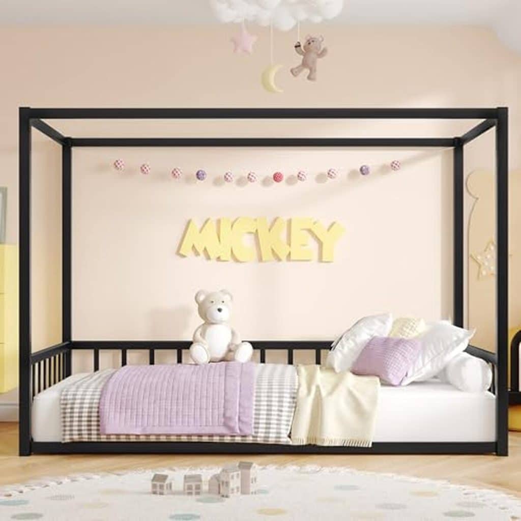 Avis sur le lit à baldaquin Montessori jumeau noir