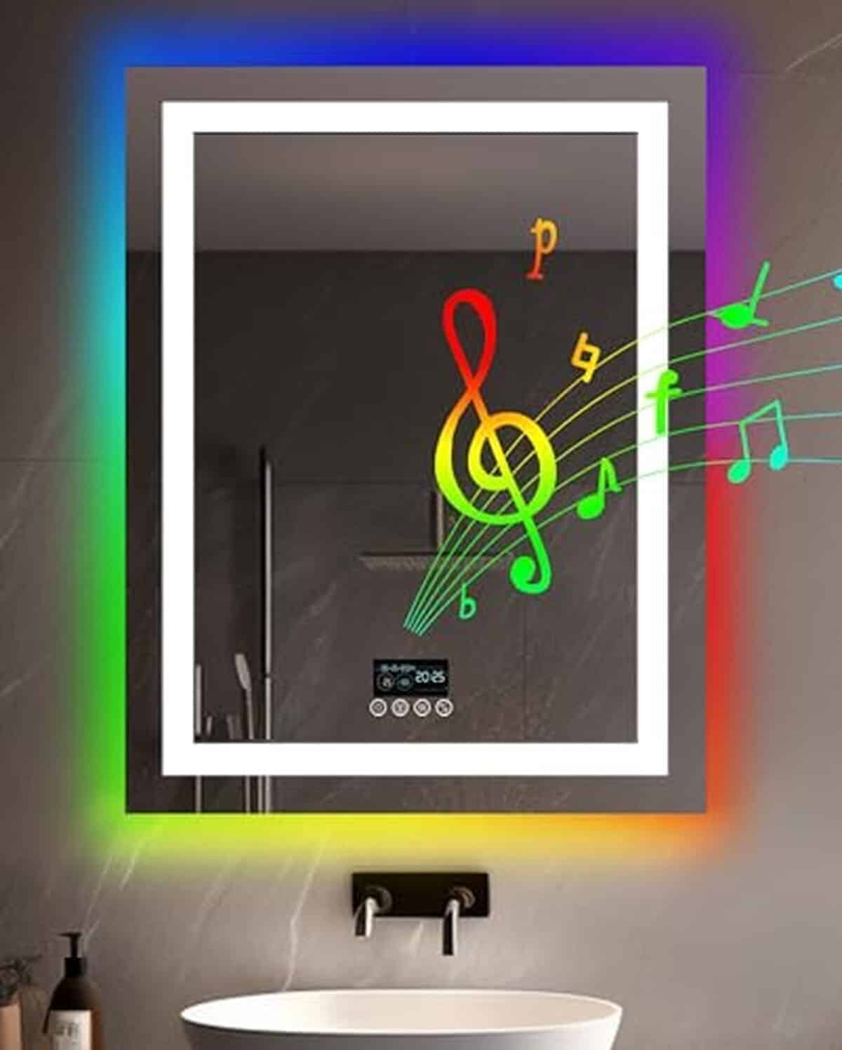 Avis sur le miroir LED LUVODI RGB 90x70cm avec horloge et Bluetooth