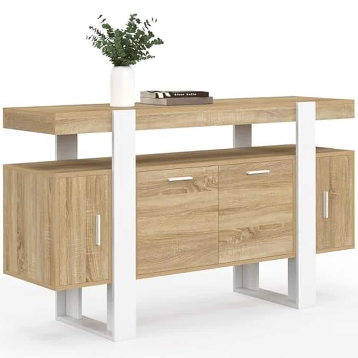 Test du buffet IDMarket Phoenix 140 cm : design bois et blanc