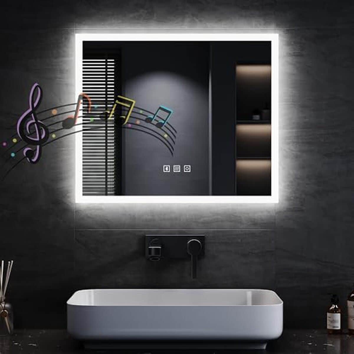 Test du miroir SONNI : éclairage LED Bluetooth 60x50 cm