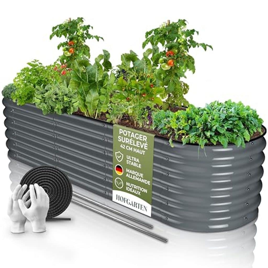 Test du potager surélevé Hofgarten QuickGrow 200x60x42 cm en acier galvanisé anthracite