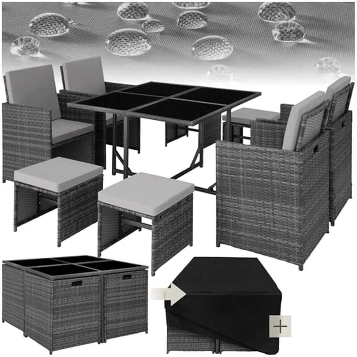 Test du salon de jardin TecTake en poly rotin gris