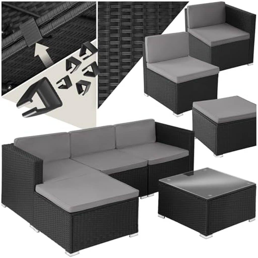 Test : ensemble salon de jardin poly rotin TecTake®, canapé modulable 4 places