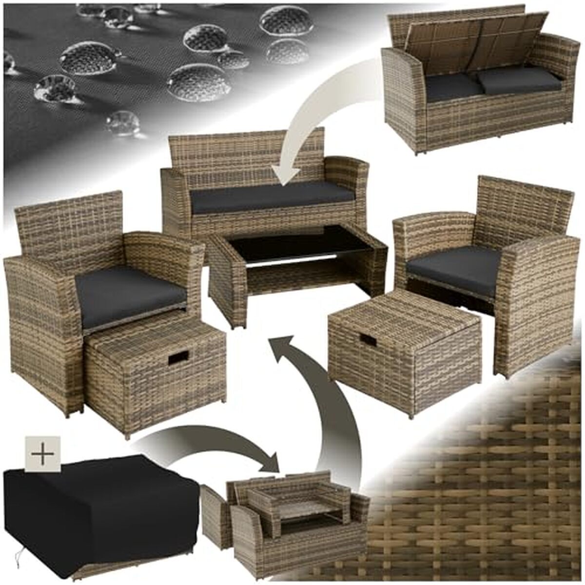 Test : ensemble salon de jardin TecTake® en poly rotin