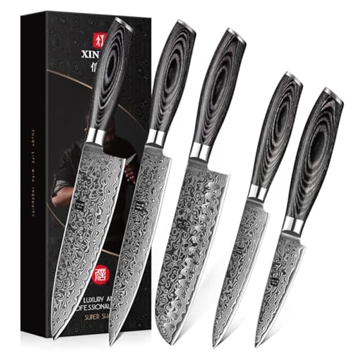 Test : série xinzuo ya, ensemble de couteaux de cuisine damas 5 pièces