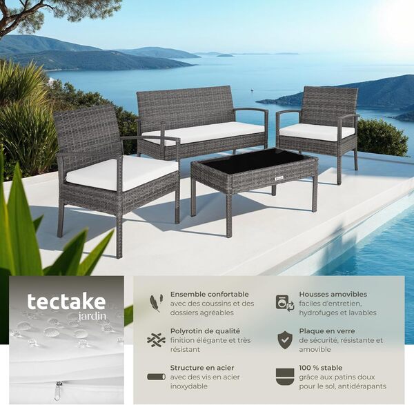 Explorez le confort et le style avec notre test détaillé du salon de jardin TecTake en poly rotin : durable, élégant et parfait pour vos espaces extérieurs.