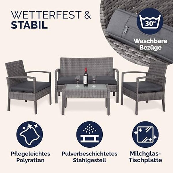 Découvrez notre test complet du salon de jardin Casaria en polyrotin anthracite pour 4 personnes : design, confort et qualité au rendez-vous